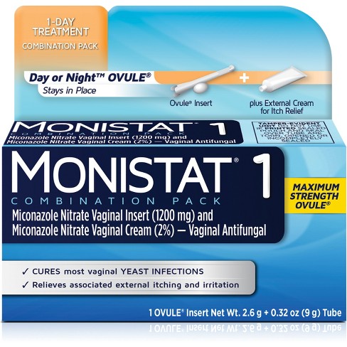 Monistat 1-Dose Yeast Infection Treatment, Ovule Insert & External Itch Cream - 0.32oz - image 1 of 4