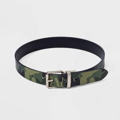 Boys' Camouflage Reversible Belt - Cat & Jack' Dark Olive Green - image 2