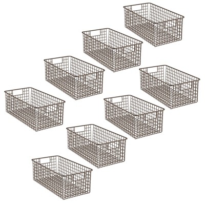 mDesign Metal Bathroom Storage Organizer Basket, 8 Pack - Bronze