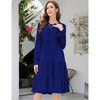 Women Casual Summer Dress Tie V Neck Ruffle Sleeveless Drawstring Waist A-Line Swing Midi Dress - 2 of 4