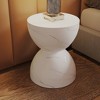 LeisureMod Minimalist Fiberstone Hourglass Side Table - Sage Series, Patio or Indoor Use - 2 of 4