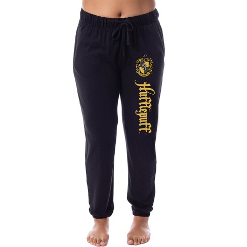 Harry Potter Womens' Hufflepuff House Crest Sleep Jogger Pajama Pants Black - image 1 of 3