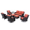 Ovios Orlando 8pc Brown Wicker Outdoor Patio Furniture Conversation Sofa Set with Swivel Chairs and Cushions - 2 of 4