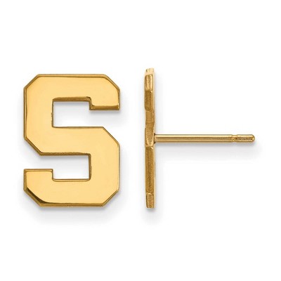 Black Bow Jewelry 14k Yellow Gold Michigan State Spartans NCAA Post Earrings
