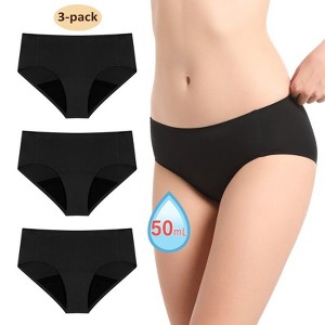 CARER 3-Pack Women's Period Underwear Regular Absorbency Menstrual Panties Leak Proof, Washable, Comfort, Soft - 1 of 4