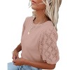 Womens Short Sleeve Lightweight Sweaters Crewneck Knit Pullover Tops with Crochet Sleeve Casual Crochet Blouse Shirt for Spring, Summer - 2 of 4
