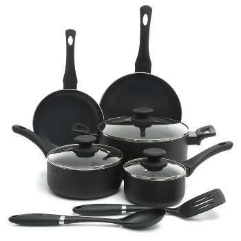 Serenelife 20 Piece Kitchenware Pots & Pans Set – Basic Kitchen Cookware,  Black Non-stick Coating Inside, Heat Resistant Lacquer (blue) : Target