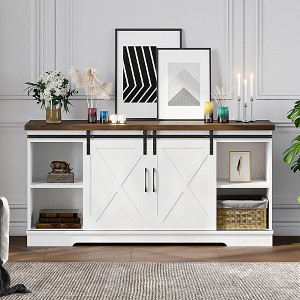 GustoWave Farmhouse TV Stand for 65 Inch TVs, Barn Doors TV Stand with Storage and Shelves, Modern TV Console Table Furniture - 1 of 4