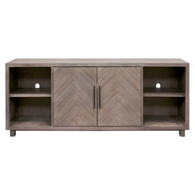 80" Gray Wood Transitional TV Console with Cabinet