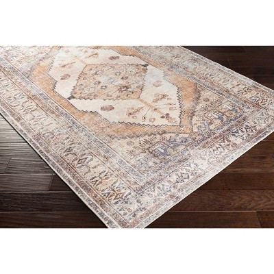 Arncliffe Tan and Light Gray Washable Polyester Runner Rug