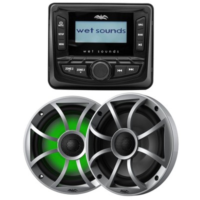 Wet Sounds WS-MC-5 3" Gauge AM/FM Stereo + RECON 6-S RGB LED 6.5" Speakers