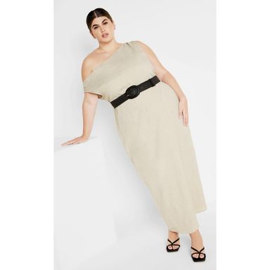 City Chic Women's Millie Linen Maxi Dress - Stone