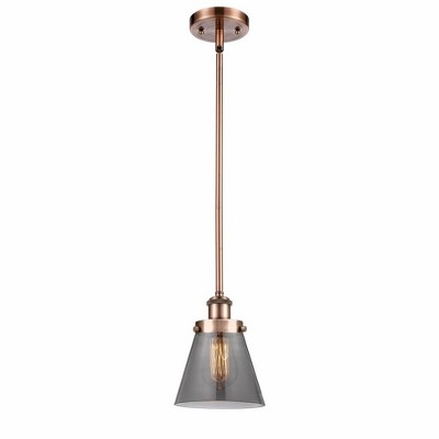 Cone - 1 Light Stem Hung Mini Pendant In Industrial Style-9 Inches Tall and 6 Inches Wide