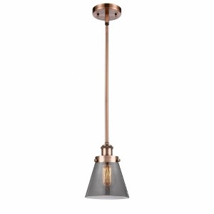 Cone - 1 Light Stem Hung Mini Pendant In Industrial Style-9 Inches Tall and 6 Inches Wide - 1 of 1