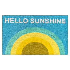 1'6"x2'6" Hello Sunshine Woven Door Mat - Novogratz By Momeni: Modern Indoor Outdoor Coir Mat, Blue & Yellow - 1 of 3