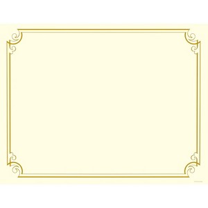 Great Papers Golden Scroll Frame Foil Certificates 8.5" x 11" Beige/Gold 12/Pack (2011859) - 1 of 2