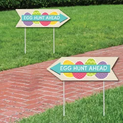 Big Dot of Happiness Easter Egg Hunt - Easter Bunny Party Sign Arrow - Double Sided Directional Yard Signs - Set of 2