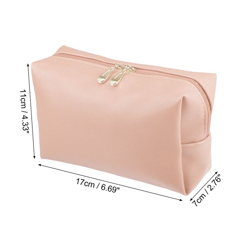 Unique Bargains PU Leather Waterproof Makeup Bag Cosmetic Case Makeup Bag for Female S Size Pink 1 Pcs, 4 of 7