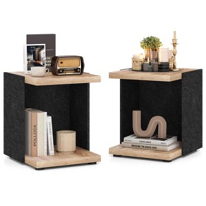 Costway 2-Tier Sofa Side Table set of 1/2 with Open Storage Shelf Compact Nightstand for Living Room - 1 of 4