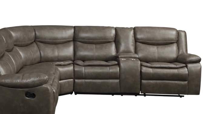 119&#34; Tavin Sectional Sofa Taupe Leather Aire Match - Acme Furniture, 2 of 10, play video
