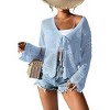 Coolmee Women's Tie Front Lightweight Crochet Cardigan Shrugs Knit Cardigan Crop Tops Cover Up - 2 of 4