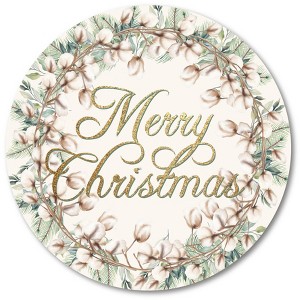 Cotton and Greens Wreath Circular Wood Dècor - 1 of 2