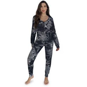 #followme Tie Dye 2 Piece Jogger Thermal Pajama Set for Women 6862-10575-XXL - 1 of 3
