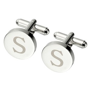 Unique Bargains Alphabet Copper Round Men Cuff Links - 1 of 4