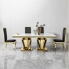 70 Inch Metal Dining Table with MDF Marble Top, Rectangular Dining Table for 6 People, Large Dining Table for Kitchen and Dining Room-Koiai - 2 of 4
