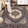 Gulches Rug 6*9 Vintage Bohemia Large Persian Non-slip Washable Rug For Living Room Kitchen Bedroom Living Room Flower Design Reddish Brown - 3 of 4