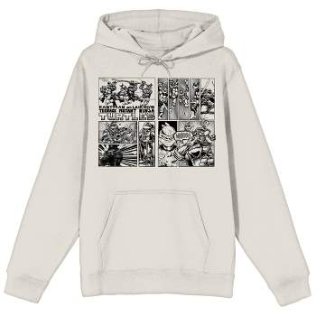 TMNT Comic Origins Comic Strip Art Long Sleeve Cream Adult Hooded Sweatshirt