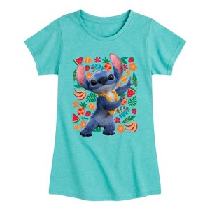 Girls' - Lilo And Stitch - Hula Dancing Fitted Short Sleeve Graphic T-Shirt - 1 of 3
