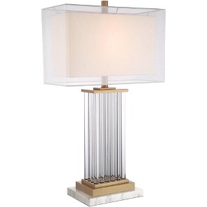 Vienna Full Spectrum Darcia Modern Table Lamp with White Riser 29" Tall Crystal Sheer Outer White Linen Inner Shade for Bedroom Living Room Bedside - 1 of 4