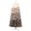 Pre-Lit Snow Flocked Pencil Christmas Tree, Gradient Lights, Foldable Metal Base, Lighted Holiday Decor - 3 of 4