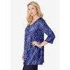 Woman Within Plus Size Perfect Printed Three-Quarter-Sleeve V-Neck Tunic - 4 of 4