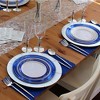 Silver Spoons Elegant Disposable Plastic Plates for Party, Heavy Duty Blue/Silver Disposable Plate Set, (10 PC) - Bella - 2 of 3