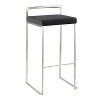 LumiSource Set of 3 Fuji Stacker Barstools Stainless Steel/Black PU - 2 of 4