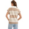 INSPIRE CHIC Women's Short Sleeve Turndown Collar Button Down Striped Pullover Tank Tops - 4 of 4