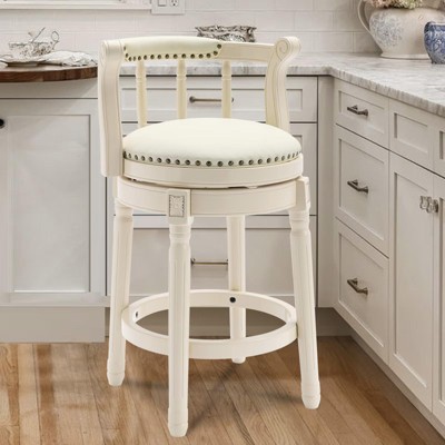 NicBex Seat Height 26 Inch Swivel Bar Stools,Modern Leather Wooden Counter Height Barstools Chair for Home Kitchen,Cream