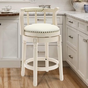 NicBex Seat Height 26 Inch Swivel Bar Stools,Modern Leather Wooden Counter Height Barstools Chair for Home Kitchen,Cream - 1 of 4