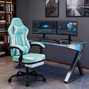 KWPZQEB Ergonomic Computer Chair with Footrest, Height Adjustable Racing Style Gaming Chair w/ Height Adjustable&Swivel,Office Chair w/ Lumbar Support - 1 of 4