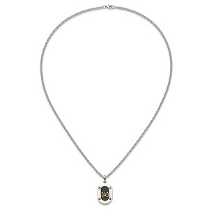 Chisel Stainless Steel with 14K Gold Accent DAD with Black Enameled Pendant on a 24" Curb Chain Necklace - 1 of 4