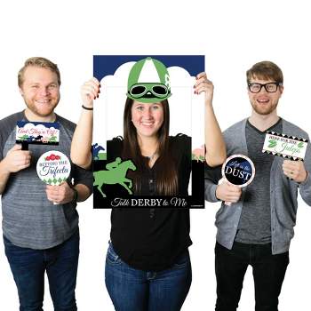 Big Dot of Happiness Kentucky Horse Derby - Horse Race Party Selfie Photo Booth Picture Frame & Props - Printed on Sturdy Material