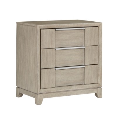 Light Gray Finish 3-Drawers Nightstand with Charging Port Modern Style Bedroom Furniture 1pc Bedside Table