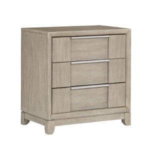 Light Gray Finish 3-Drawers Nightstand with Charging Port Modern Style Bedroom Furniture 1pc Bedside Table - 1 of 4