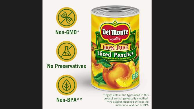 Del Monte Yellow Cling Peach Slices in 100% Real Fruit Juice 15oz, 2 of 6, play video