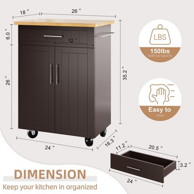 Celebalcony Alleah Wood Kitchen Island