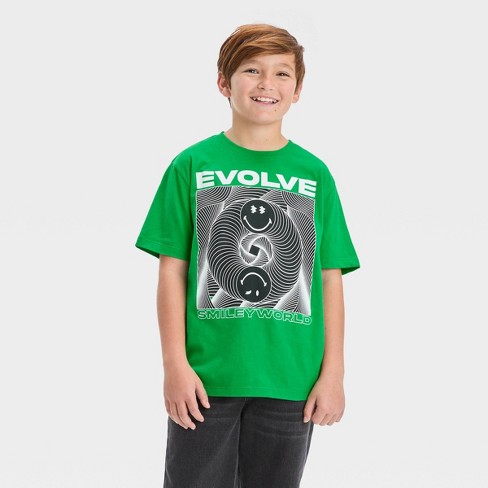 Boys Evolve Smiley Short Sleeve T Shirt art class Green XS