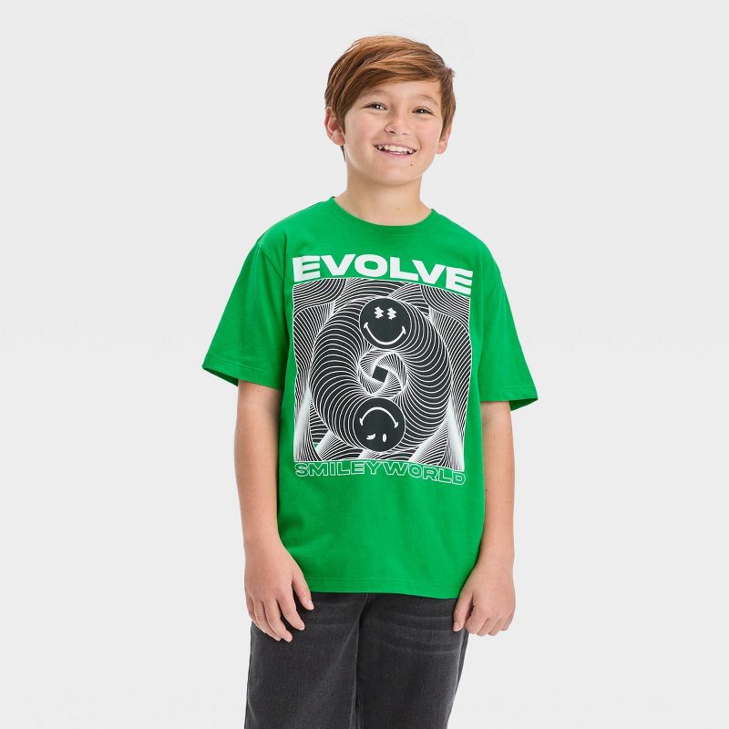 Boys' Evolve Smiley Short Sleeve T-Shirt - art class™ Green, 1 of 4