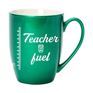 Elanze Designs Teacher Fuel Emerald Green 10 ounce New Bone China Coffee Cup Mug - 1 of 4